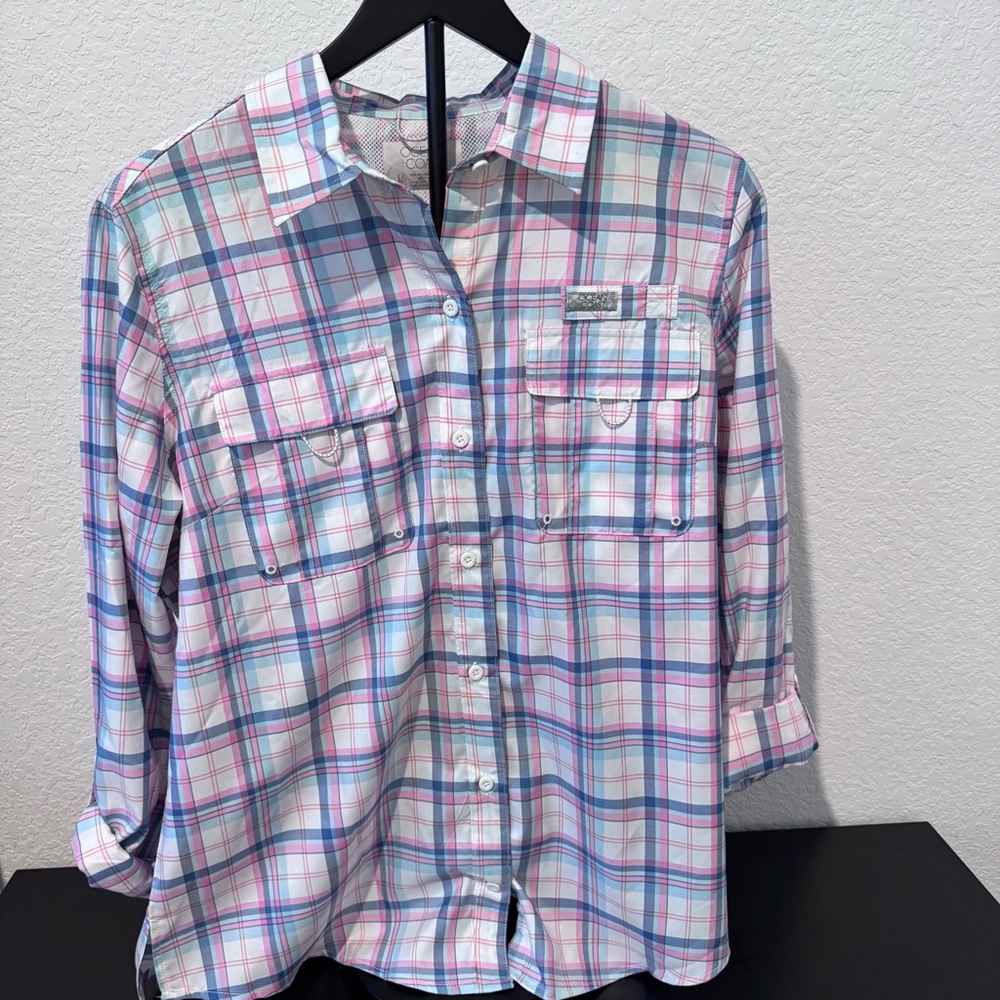 Plaid Button Down Shirt - Pink and Blue